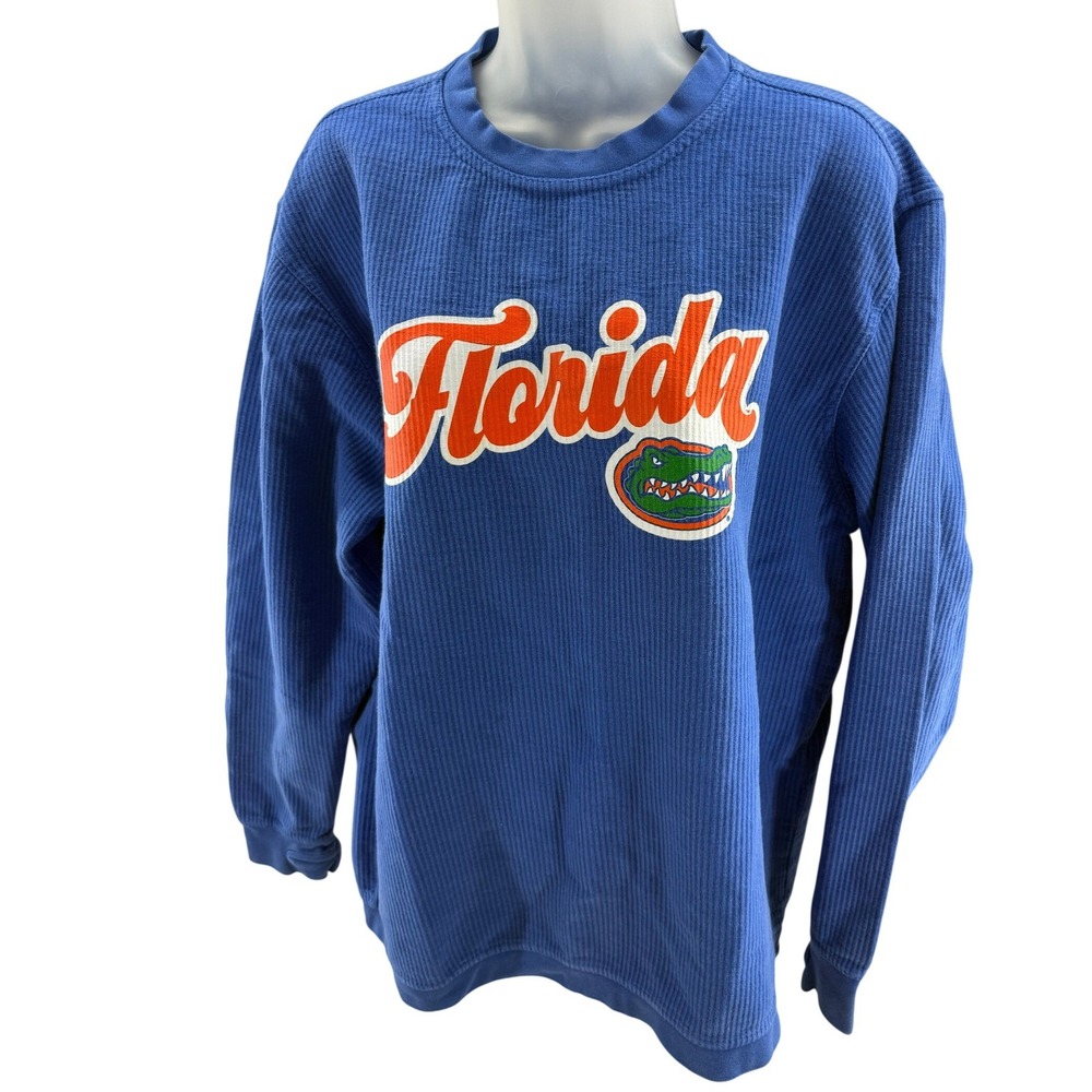 Press Box Florida Gators Blue Corded Rib Sweatshirt Thumbhole Womens Medium